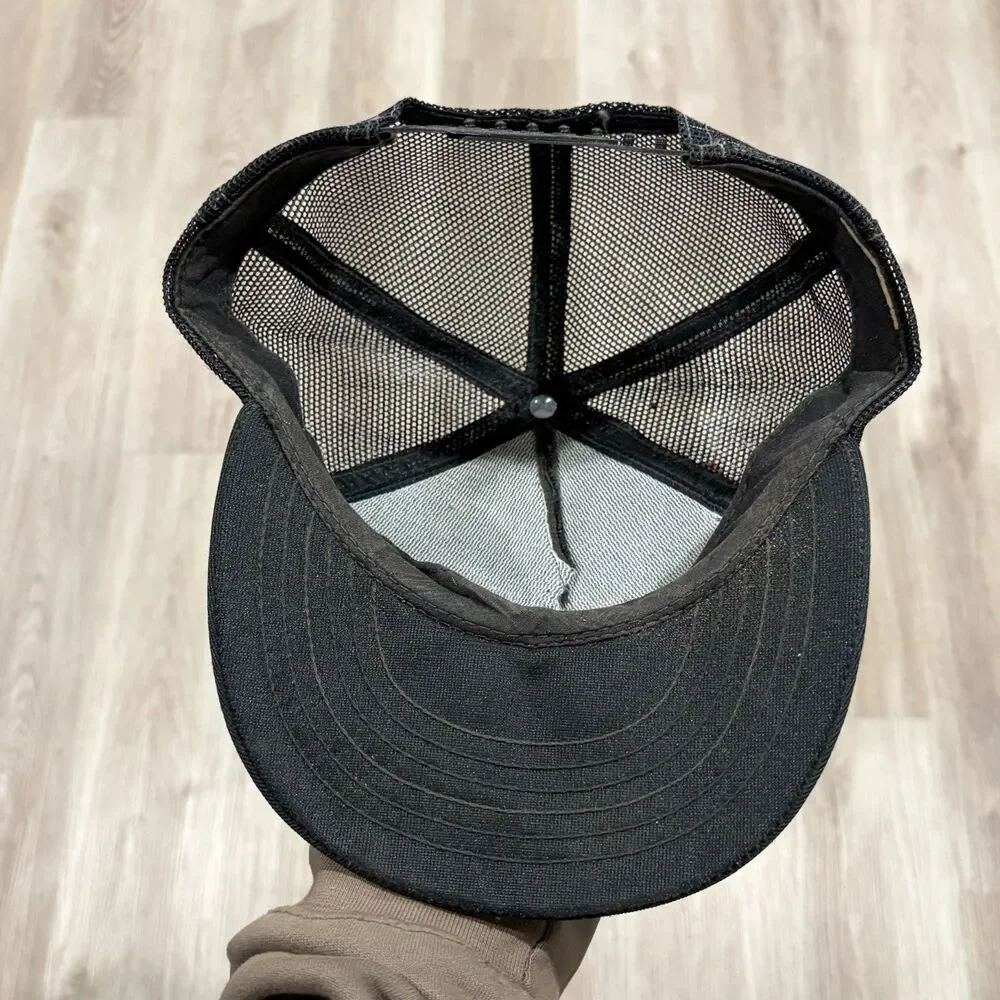 Vintage 80’s Matco Tools Eagle Print Black Trucker SnapBack Hat Gold